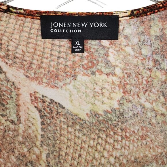 JNY Collection Size XL Shirt Reptile Snake Print Draped Cowl Neck Stretch Jersey - Picture 6 of 6